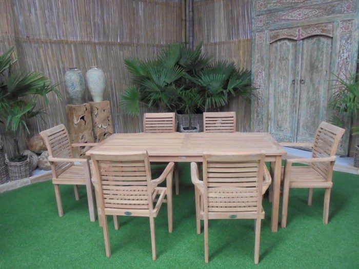 Geest Aanpassing Aanmoediging Teak Tuinset Lombok met 6 Milan stoelen bestellen via Outlet232